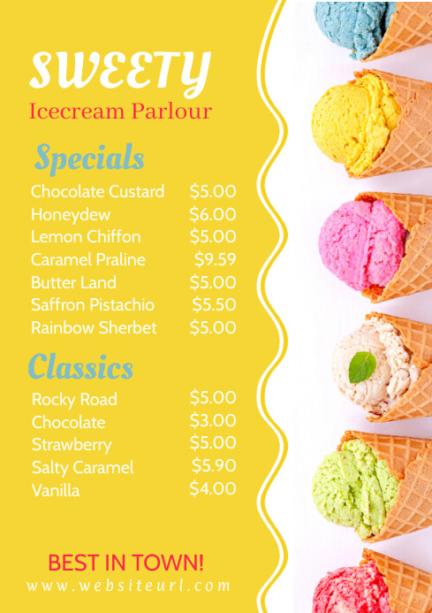 ice cream ,event, summer, menu A1 template