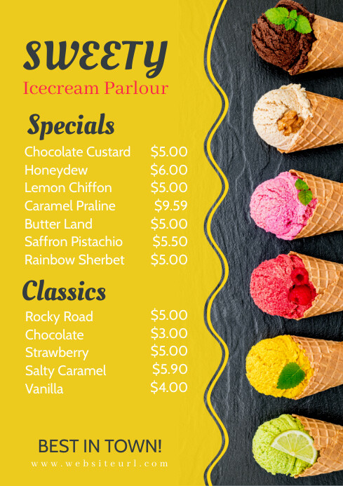ice cream ,event, summer, menu A1 template