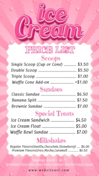 ice cream price list ,event, summer, price list Instagram-verhaal template