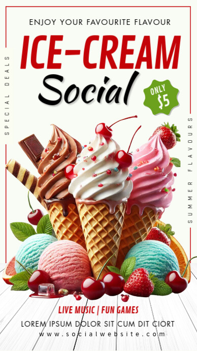 ice cream ,event, summer, cone ice cream Instagram Story template