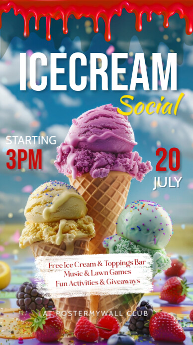 ice cream social ,event ,summer Instagram Story template