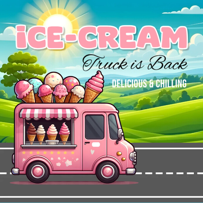 ice cream ,event,summer Instagram 帖子 template