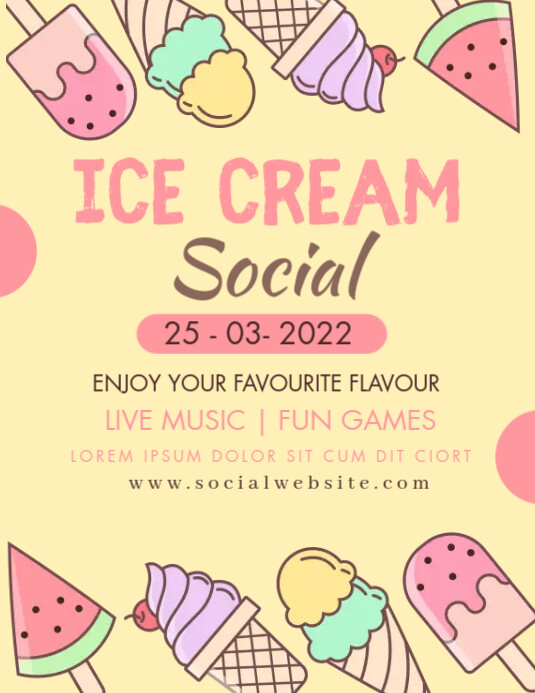ice cream ,event,summer Flyer (US Letter) template