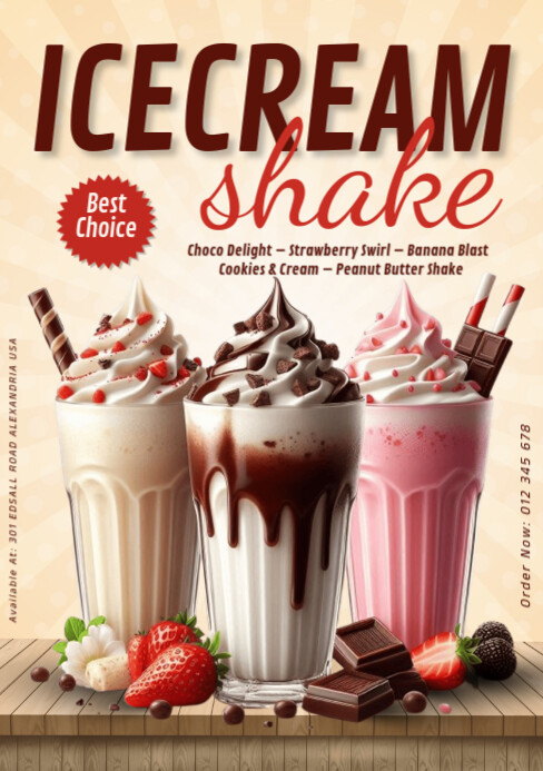 ice cream shake ,event ,summer A5 template