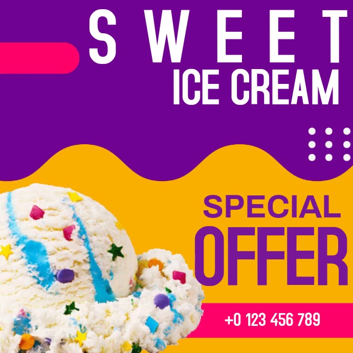 ICE CREAM AD ADVERT SOCIAL MEDIA TEMPLATE สี่เหลี่ยมจัตุรัส (1:1)