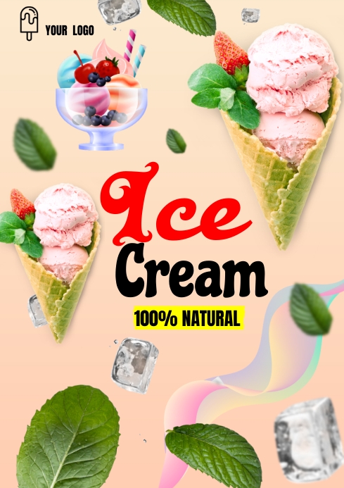 ice cream ad design template A4