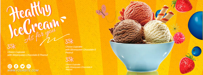Ice Cream Banner Portada de Facebook template