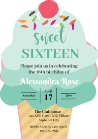 Ice Cream Birthday Invitation A4 template