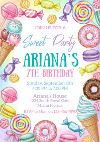 ice cream birthday invitation A4 template