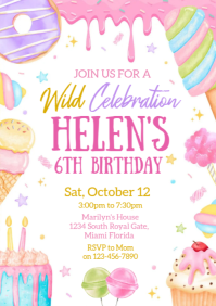 ice cream birthday invitation A4 template