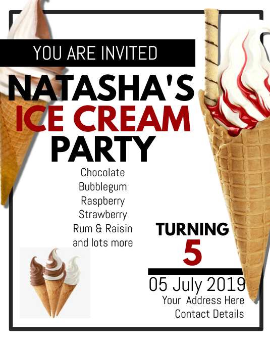 Ice Cream Party Flyer Template