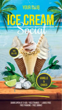 Blue Ice Cream Social Digital Display Template