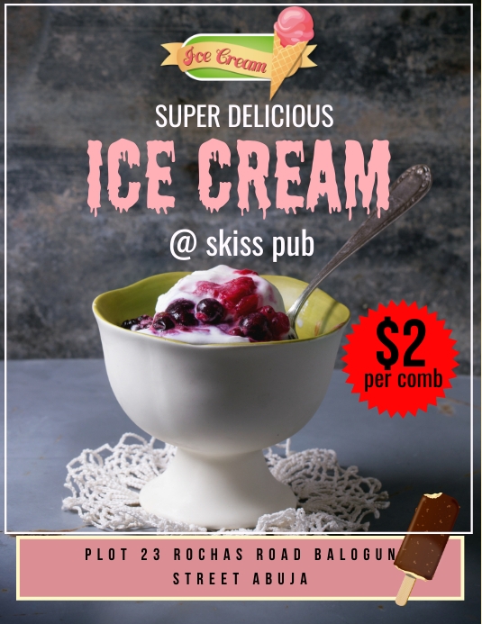 Ice cream Рекламная листовка (US Letter) template