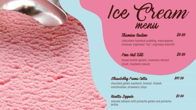 Ice Cream Digital Display Menu Template Postermywall