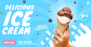 Ice Cream Facebook Shared Banner Design template