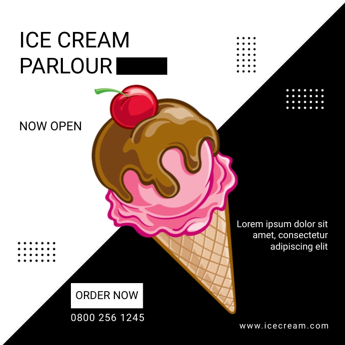 Ice cream flyer Instagram Plasing template