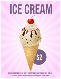 紫色 Ice Cream Promotion Folheto Template