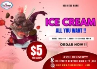 ice cream flyers Postcard template