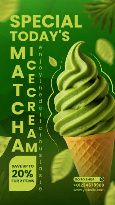 Ice Cream Matcha Special Promotion for Instagram Story template