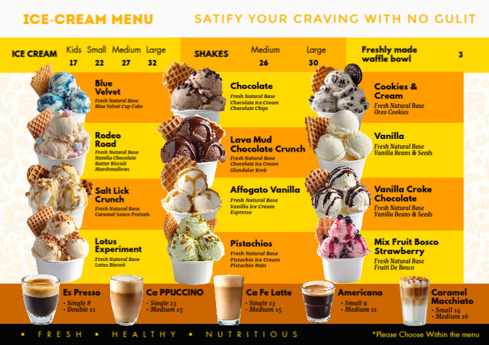Custom Ice Menu Ice Cream Menu Board Template | PosterMyWall