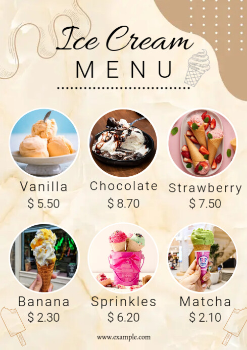 Ice cream menu card Template | PosterMyWall