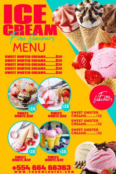 ice cream menu Poster template