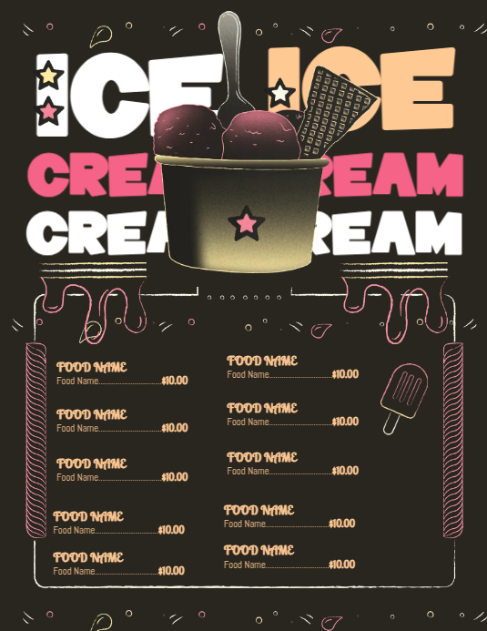 Ice Cream Menu Flyer (US Letter) template