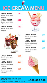 Custom Ice Menu Ice Cream Digital Menu Template | PosterMyWall