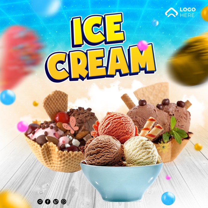 Ice Cream Menu Instagram 帖子 template