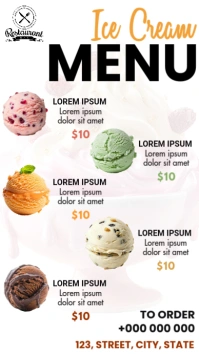 Ice Cream Menu Tampilan Digital (9:16) template