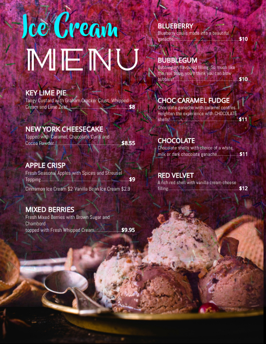 Menu Es Krim Templat Postermywall