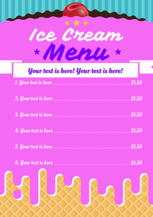 ICE CREAM MENU Template | PosterMyWall