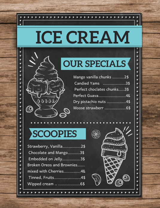 Ice Cream Menu Design