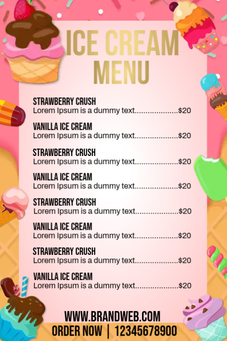 Ice cream Menu Template | PosterMyWall