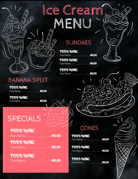 Ice Cream Menu Iflaya (Incwadi ye-US) template