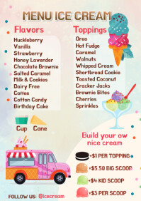 Ice cream Menu Flavors A4 template