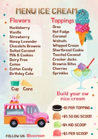 Ice cream Menu Flavors A4 template