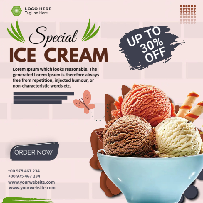 Ice Cream Menu Flyers Instagram Post template