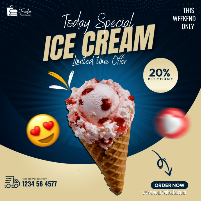 Ice Cream Menu Flyers Publicação no Instagram template
