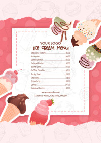 Ice Cream Menu List A4 template