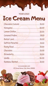 Ice Cream Menu List Digitale display (9:16) template