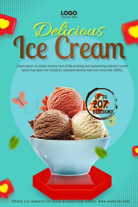 Ice Cream Menu Poster template
