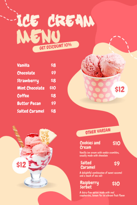 Custom Ice Menu Ice Cream Menu Templates 26+ FREE Ice Cream Parlor Templates [Edit