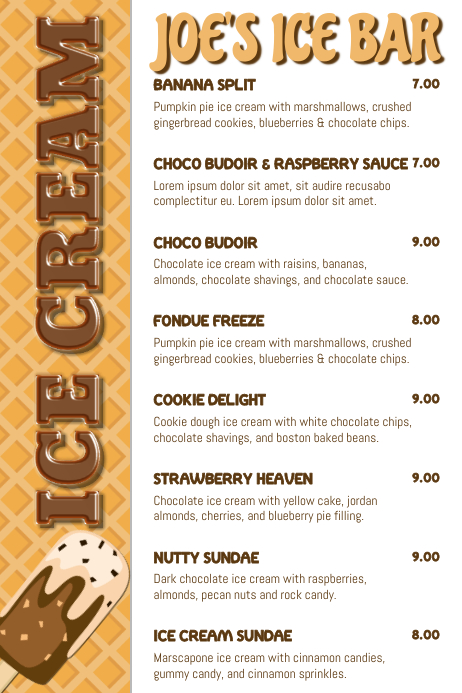 Ice Cream Menu Template | PosterMyWall