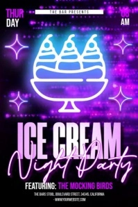 Ice Cream Night Party Poster template