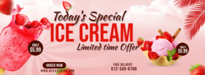 Ice Cream Offer รูปปกบน Facebook template