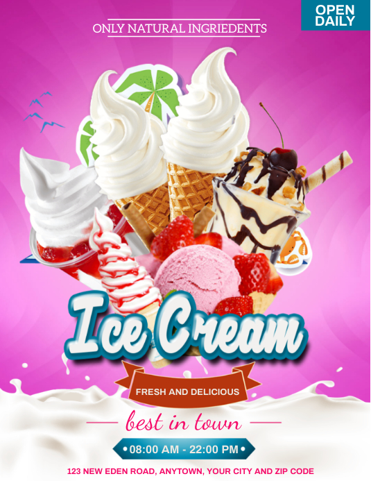 ICE-CREAM PARLOR AD FLYER TEMPLATE Folder (US Letter)