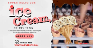 Ice Cream Parlor Facebook Post Design template