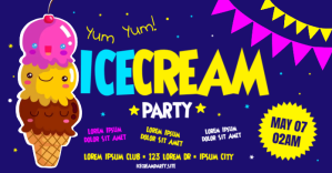 ICE CREAM PARTY BANNER Изображение, которым поделились на Facebook template