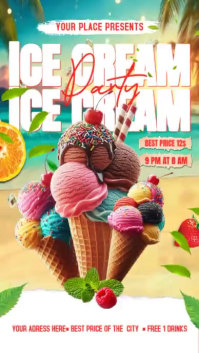 Ice Cream Party Pantalla Digital (9:16) template